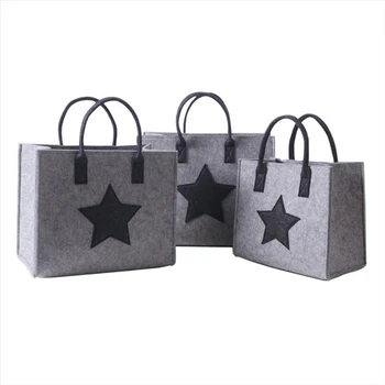  300pcs / луксозно персонализирано лого рециклирана филцова тъкан пазарска чанта с кожена дръжка за дрехи/обувки/магазин/парти