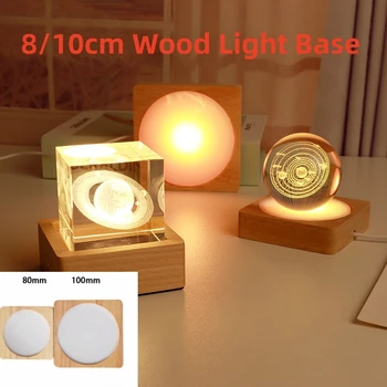  Led WoodLight база 5V USB дървени Led бюро нощна светлина въртящи се дисплей стойка лампа притежателя лампа база изкуство орнамент атмосфера светлина