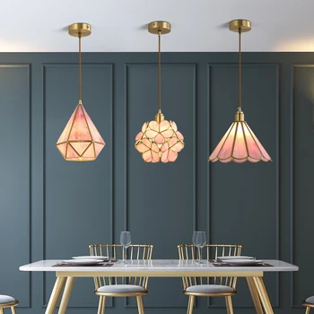 Nordic Луксозни кристални цветни полилеи за кухненски остров трапезария спалня геометричен таван висулка вътрешни осветителни тела