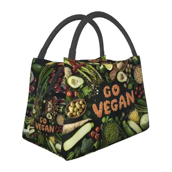 Вегетариански Go Vegan Merch кутии за обяд Водоустойчив изолирани Oxford охладител чанта Veganism термична студена храна пикник обяд кутия