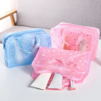 Водоустойчива PVC козметична чанта за съхранение жени прозрачен организатор за компресия на торбичка за грим Пътуващи чанти за баня