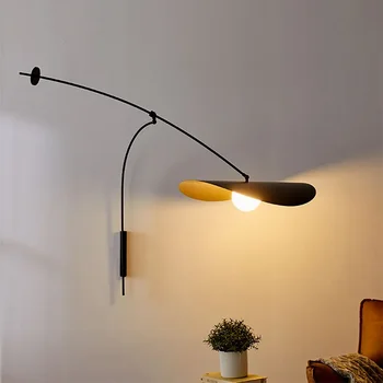 Модерна LED лампа за стена черна дълга ръка регулируеми стенни светлини Индустриален дизайнер стенни лампи за декорация на спалня хол