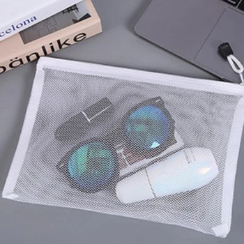 Прозрачен видим найлон окото чанта грим козметична чанта за съхранение училище офис файл цип чанта студент молив тест хартия организатор