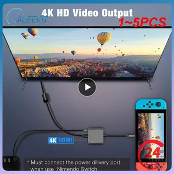 1 ~ 5PCS тип C хъб тип-C Thounderbolt 3 до 4K HDMI-съвместим VGA адаптер USB3.0 3.5mm жак аудио за MacBook Air 2020