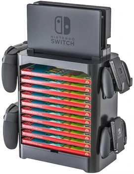 10 слоя игра диск за съхранение кула скоба 4 превключвател Pro контролер притежатели конзола стойка с 1 чекмедже за Nintendo Switch док