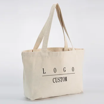 100pcs/lot Търговия на едро с персонализирано лого за печат Екологично пазаруване Хранителни момичета Платна Пазарски чанти с лично лого
