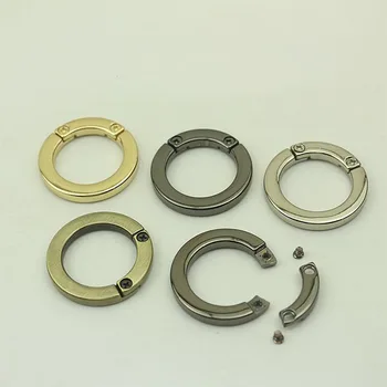 10Pcs метална пролет порта O пръстен с винтове ключодържател чанта колан каишка верига Diecast плоски кръгли катарами щракам закопчалка клип кожа занаят