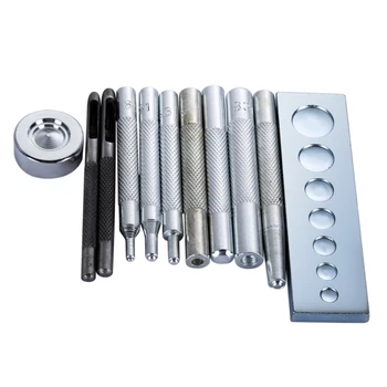 11pcs Die Punch Snap Kit DIY Leather Craft Metal Die Snap Rivet Tools for Punch Hole for Install Нит бутон за кожен инструмент