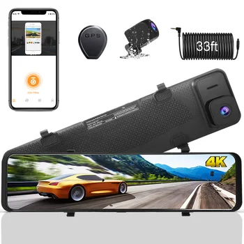12 инчов автомобил DVR 4K видео огледало за обратно виждане Dash Cam WIFI GPS песен IMX415 Ultra HD 3840 * 2160P камера за телефон APP