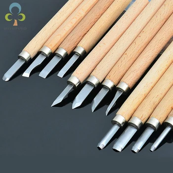 12pcs/8pcs/6pc професия Дърворезба длета нож за основни дървени нарязани DIY инструменти и подробни дървообработващи вдлъбнатини ръчни инструменти YJN