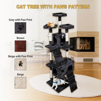  170 * 50 * 50 см Pet многофункционален стол творчески куб къща с надраскване подвижни подложка възглавници домашни любимци дейност котка дърво с топка