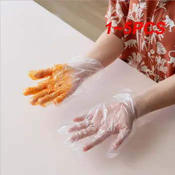 1~5PCS Прозрачни пластмасови ръкавици за еднократна употреба Еднократно барбекю готвене PE ръкавици Кухненски ръкавици против мазно почистване