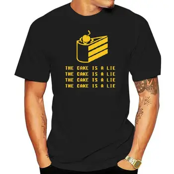 2022 Мода Гореща продажба Портал 2 Тортата е лъжа Черна мъжка тениска с къс ръкав размер S-3XL Тениска