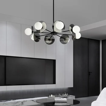 2023 Модерен черен меден дизайн LED полилей за хол спалня трапезария кухня таван лампа стъклена топка висулка светлина