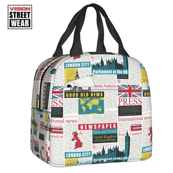 2023 Нова Великобритания Лондон Британски модел изолиран обяд чанта Великобритания символ Resuable термичен охладител обяд кутия деца голяма пазарска чанта