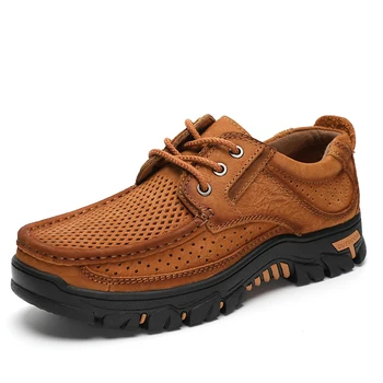 2023 Нови мъжки обувки Естествена кожа Мъжки апартаменти Мокасини Висококачествени дишащи външни мъжки маратонки Мъжки ежедневни обувки плюс размер 48