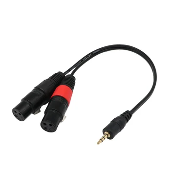 3.5mm 1/8'' TRS стерео мъжки щепсел TRS аудио жак към двоен XLR 3pin женски Y сплитер кабел свързващ кабел стерео аудио 1FT