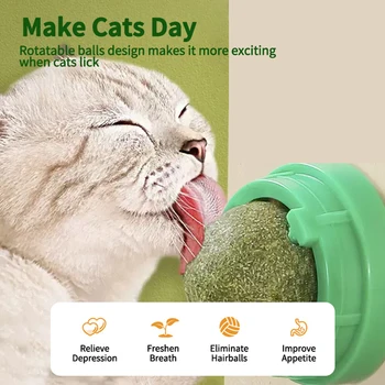 3PCS Топки от коча билка Lickable Cat Snack Catnip Wall Ball Cat Toys Chewing Cleaning Teeth Improve Appetite Spinning Toy Balls