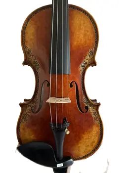 4/4 размер Цигулка твърд фламбиран кленов гръб смърч отгоре ръчно издълбан хубав звук K3161