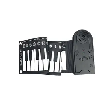 49 Клавиш Черно и бяло изпълнение силиконова клавиатура преносим инструмент ръка ролка пиано