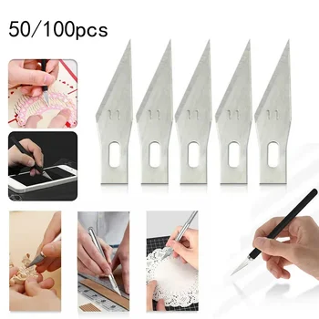 50/100PCS 11# Остриета Ножове за гравиране от неръждаема стомана Остриета Дървообработващи инструменти Острие Graver Craft Скалпел ножове Blade