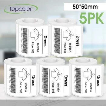 5PK E210 етикет принтер ролка 50 * 50 150pcs / ролка термичен етикет хартия водоустойчив стикер за E210 етикетиране машина без мастило печат