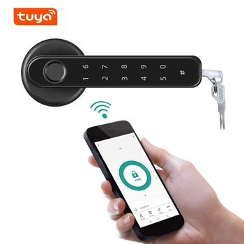 Bluetooth-съвместим електронен заключване на вратата с 2 ключа Smart Door Lock Keyless Entry Fingerprint Security Handle Lock for Bedroom
