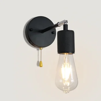 Country Style Edison крушка ретро една глава пътека хол мини декорация прост цип малка стена лампа