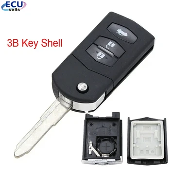 Ecusells НОВ резервен корпус сгъваем флип дистанционен ключ без ключ корпус Fob превключвател 3 бутон за Mazda 3 5 6