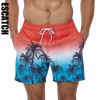 Escatch марка летни мъжки шорти мода полиестер печат дишаща окото лайнер Бермуди Masculina Плаж Гимнастически салон Сърф Бански