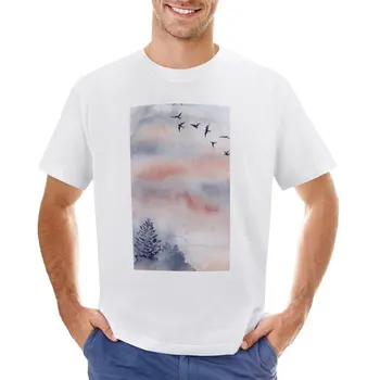 Fly Away съвременна акварелна арт тениска тежка категория винтидж дрехи тениски мъже