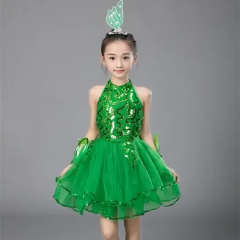 Green Girls балетна рокля за деца момиче джаз танц костюми за момичета танц рокля момиче изпълнение костюм сцена танцово облекло