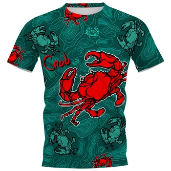 HX Мода Мъжка тениска Животни Раци 3D печат тениски Летни ежедневни тениски Хип-хоп върхове Мъжко облекло S-7XL Дропшипинг