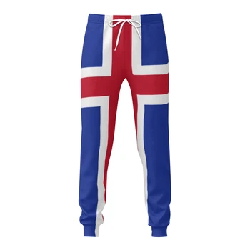 Iceland Flag Мъжки панталони с джобове Джогъри за мъже Спортни ежедневни потни панталони с шнур