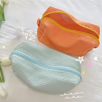 kawaii грим чанта за жени цип голям капацитет плътен цвят козметична чанта пътуване грим тоалетна чанта измиване торбичка