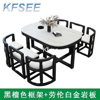 Kfsee 1 Комплект 130см дължина Начало Трапезна маса Комплект 6 стола