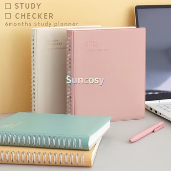 Korea Indigo 6 Months Study Planner, Spiral Bound 6 Month Daily Life Planner, Daily Planning Layout , School Office Supplies