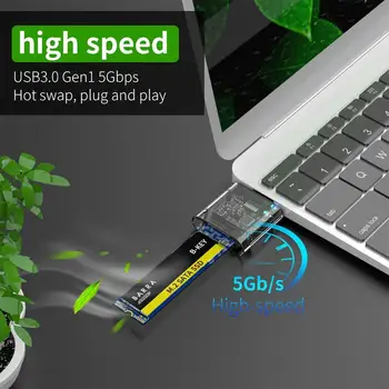 M2 SSD Case M.2 към USB3.0 Gen 1 5Gbps Високоскоростен SSD корпус за SATA M.2 NGFF