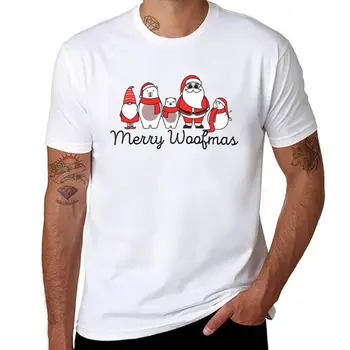 Merry Woofmas Забавен коледен суитчър за любител на кучета, сладки празнични ризи за жени померанско куче мама подарък тениска