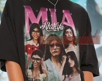 MIA KHALIFA Ретро тениска - Mia Khalifa Tee Mia Khalifa риза с дълъг ръкав Mia Khalifa Homage Tees Mia Khalifa Фенове Подаръци(2)