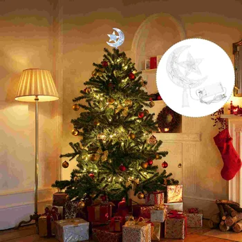 Moon Star Tree Topper Lighted Up Коледно дърво Topper Powered Topper Light USB дърво декор коледно дърво