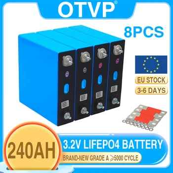 NEW 3.2V 8pcs 240Ah Lifepo4 литиево-желязо фосфатна батерия DIY 12V 24V 36V 48V клас А слънчеви акумулаторни клетки пакет без данък