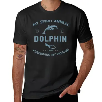 New My Spirit Animal Is A Dolphin And Freediving My Passion T-Shirt Аниме тениска персонализирани тениски T ризи за мъже пакет
