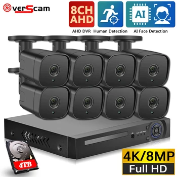 New Super Full HD 8CH AHD 8MP Home Outdoor CCTV Camera System 8 Channel video Surveillance комплект охранителна камера 8ch 4K AHD DVR