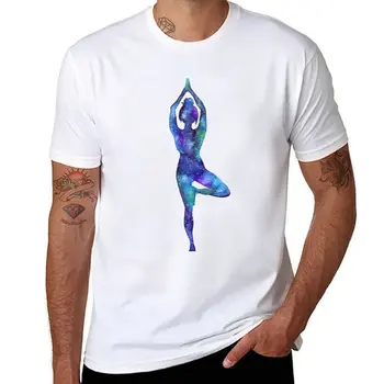 New Tree pose - йога галактика тениска по поръчка тениски Къс ръкав тениски хипи дрехи Мъжка памучна тениска