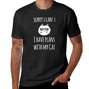 New Съжалявам, че не мога да имам планове с моята котка тениска извънгабаритни тениска аниме дрехи тениска за момче Мъжки тениски
