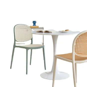 Nordic стол имитация ратан плитка обратно маса за хранене стол мода прост дом възрастен трапезария открит отдих