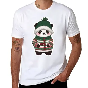 Panda в коледен пуловер тениска смешни тениски момчета животински печат риза мъже графични тениски