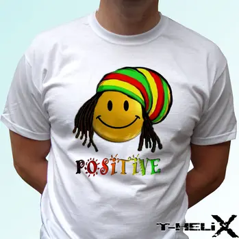 Positive rasta smile - бяла тениска топ реге - мъжки дамски детски бебешки размери(1)