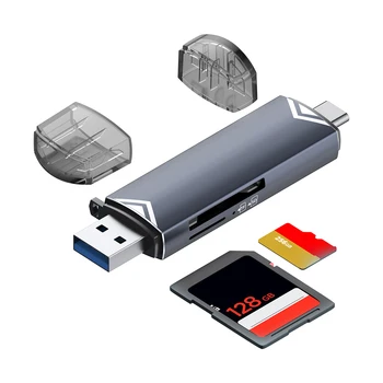 SD / TF адаптер за четец на карти 5GBPS скорост на трансфер USB / Type-C многофункционален четец на карти за лаптоп Apple мобилен телефон